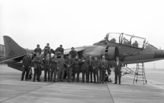 1972_jm_Some of 4 Sqns Lineys Pose by Harrier T2 XW269 M