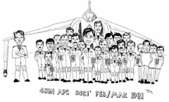 1981 Drawing of Sqn pilots  on Weapons Camp at Decimomannu, Sardinia